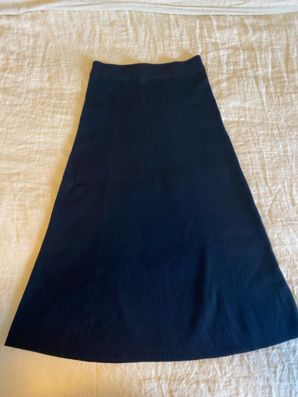 Madewell Black A-Line Midi Wool Skirt